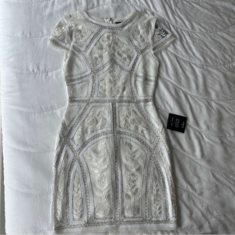 Lulus White Beaded Mini Dress
